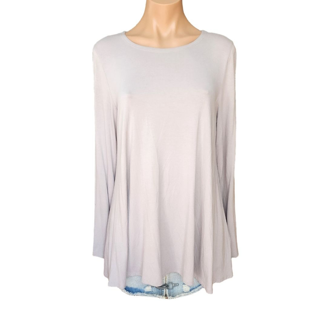 EILEEN FISHER Round Neck Long Sleeve Tee M Light‎ Gray